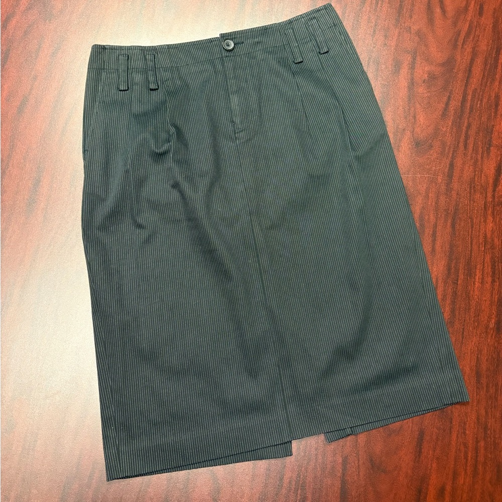 Black pinstripe pencil skirt